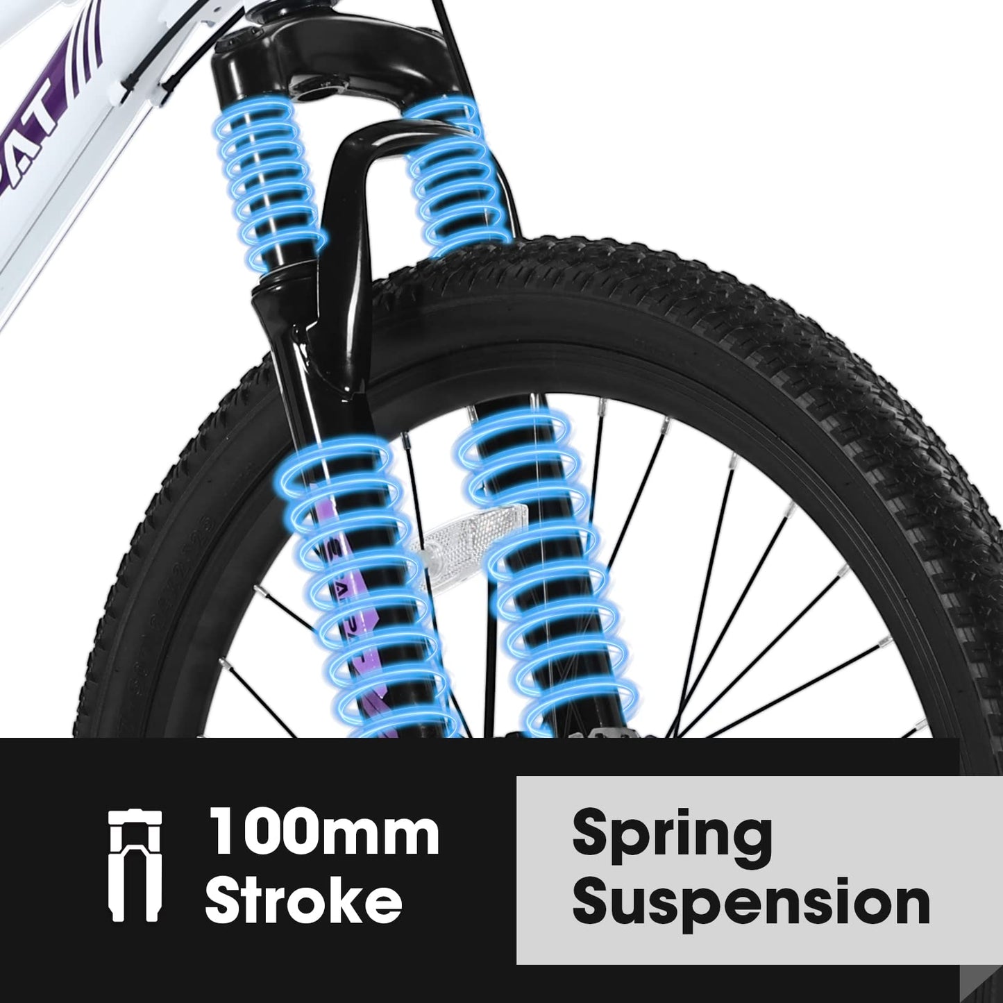 24 Inch Mountain Bike Shimano 21 Speed Dual Disc Brake Front Suspension For Boy Girl WHITE