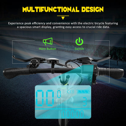 500W Folding 20 inch Fat Tire Electric City Commuter Bike 15.5 mph 48V 10.4 AH Removable Lithium Battery Adult Black