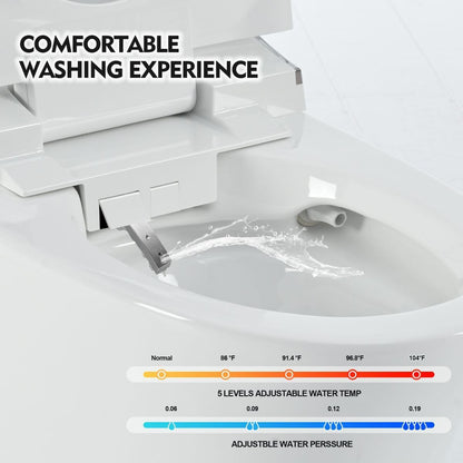 12 Inch Rough In Size Smart Bidet Toilet,Soft close Elongated Seat ,Heated Seat,Foot Sensor Flush,Water-Saving Powerful Flush,Warm Dryer,Washing Nozzle, Remote Control, Night Light,Tankless Toilet