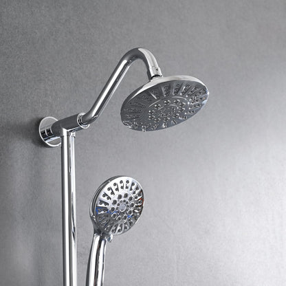 Chrome Shower Bathroom Head and Handheld Showerhead Combo Shower System with Drill-Free slider bar, 5 jets Top Shower and 6 jets handheld shower