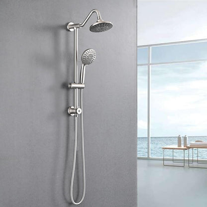 Brushed Nickel Bathroom Shower Head and Handheld Showerhead Combo Shower System with Drill-Free slider bar, 5 jets Top Shower and 6 jets handheld shower