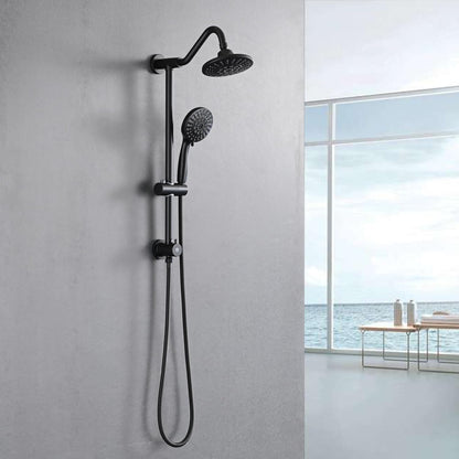 Matte Black Bathroom Shower Head and Handheld Showerhead Combo Shower System with Drill-Free slider bar, 5 jets Top Shower and 6 jets handheld shower