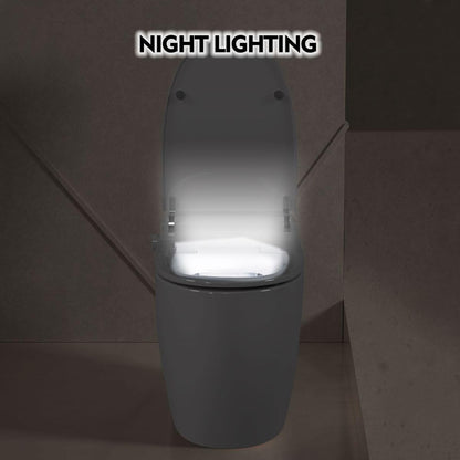 12 Inch Rough In Size Smart Toilet with Soft close Elongated Seat , Heated Seat, Foot Sensor Flush, Water-Saving Powerful Flush, Tankless Toilet with Bidet no Nozzle, Knob Control, Night Light