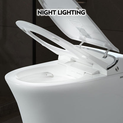 12 Inch Rough In Size Smart Bidet Toilet,Soft close Elongated Seat ,Heated Seat,Foot Sensor Flush,Water-Saving Powerful Flush,Warm Dryer,Washing Nozzle, Remote Control, Night Light,Tankless Toilet