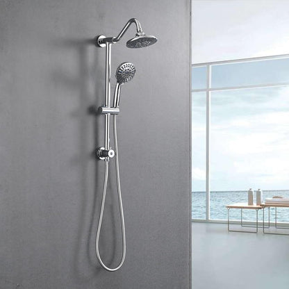 Chrome Shower Bathroom Head and Handheld Showerhead Combo Shower System with Drill-Free slider bar, 5 jets Top Shower and 6 jets handheld shower